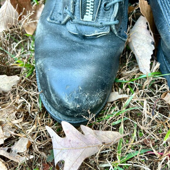 Vintage 1990s Ranger Firefighter Boots Size 10 W Black Leather Zipper Lace Up - Picture 5 of 16